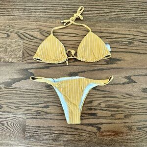 Vitamin A Dorado Stripe Bikini Set, Gia Top & Carmen Bottom, NWT